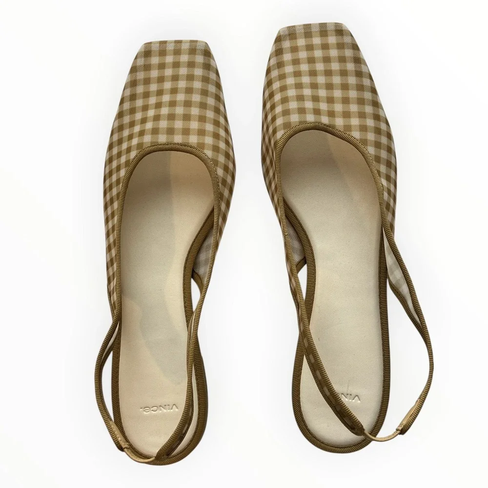 Vince Daphne II Gingham Mesh Slingback Flats Desert San Square Toe US 10 EU41 - Picture 12 of 12